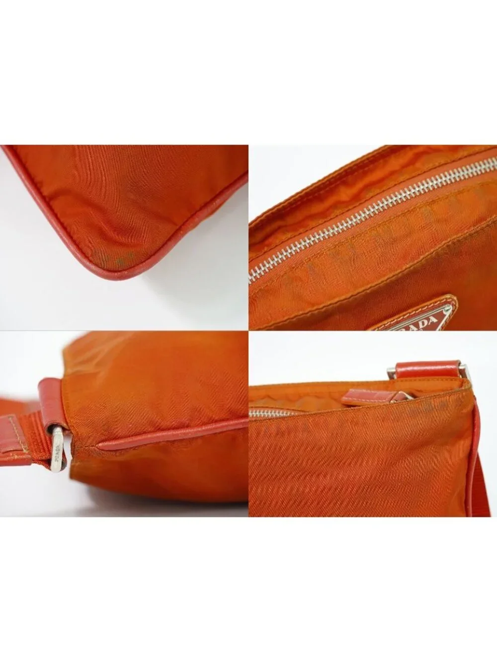 Prada Nylon Shoulder Bag Pochette Orange
